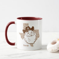 Funny Santa Cowboy Texas Weihnachts-Tasse