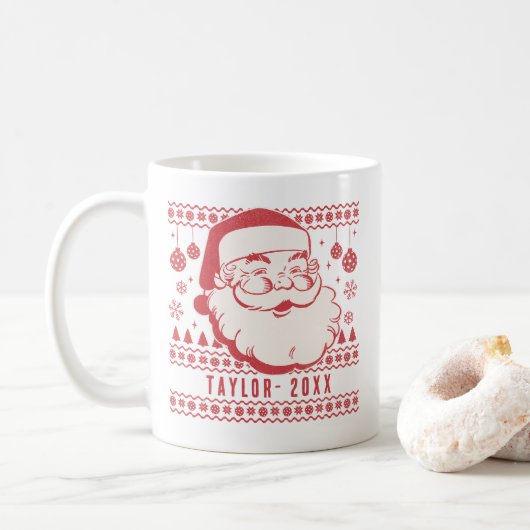 Funny Santa Custom Pickleball Weihnachtsgeschenk Kaffeetasse (Mit Donut)