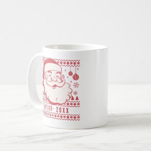 Funny Santa Custom Pickleball Weihnachtsgeschenk Kaffeetasse (Vorderseite Links)