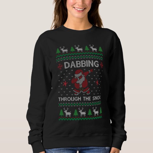 Funny Santa Dabbing Ugly Weihnachten Sweatshirt (Vorderseite)