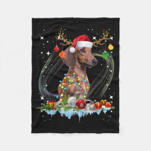 Funny Santa Dackel Rentier Weihnachten Fleecedecke