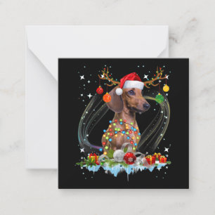 Funny Santa Dackel Rentier Weihnachten Mitteilungskarte