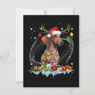 Funny Santa Dackel Rentier Weihnachten Mitteilungskarte