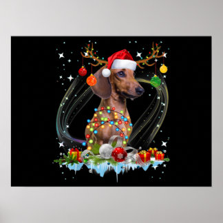 Funny Santa Dackel Rentier Weihnachten Poster
