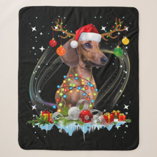 Funny Santa Dackel Rentier Weihnachten Sherpadecke