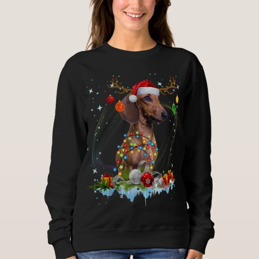 Funny Santa Dackel Rentier Weihnachtsfest Sweatshirt (Vorderseite)