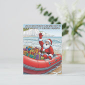 Funny Santa Dinghy Christmas Feiertagskarte (Stehend Vorderseite)