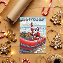 Funny Santa Dinghy Christmas  Feiertagskarte