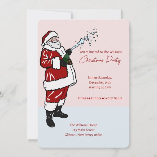 Funny Santa Dinner Party Einladung Weihnachten (Vorderseite)