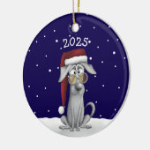 Funny Santa Dog Keramik Ornament (Links)