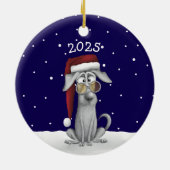 Funny Santa Dog Keramik Ornament (Hinten)