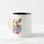 Funny Santa Dog Roter Hirsch Zweifarbige Tasse (Vorderseite Links)