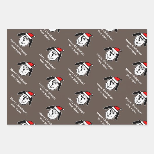 Funny Santa dog Weihnachtsverpackung Geschenkpapier Set (Vorderseite 3)