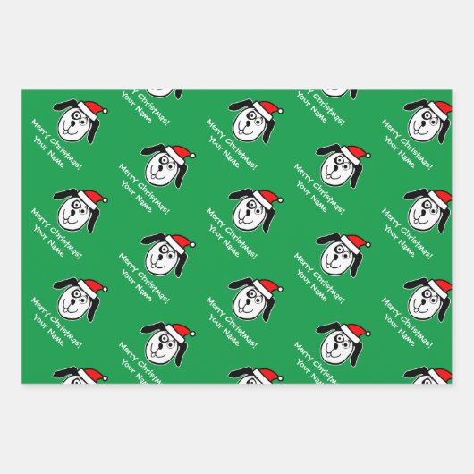 Funny Santa dog Weihnachtsverpackung Geschenkpapier Set (Vorderseite 2)