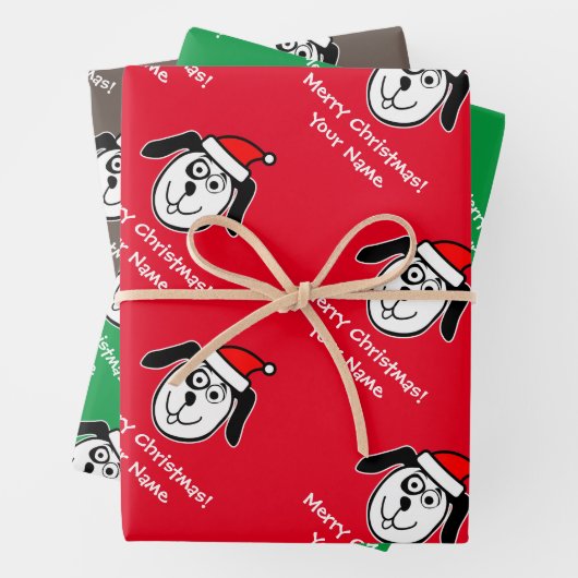 Funny Santa dog Weihnachtsverpackung Geschenkpapier Set (Beispiel)
