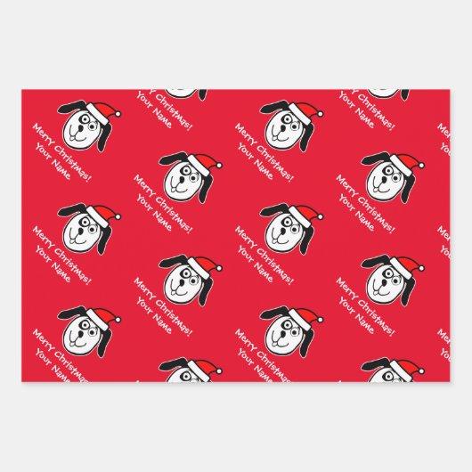 Funny Santa dog Weihnachtsverpackung Geschenkpapier Set (Vorderseite)