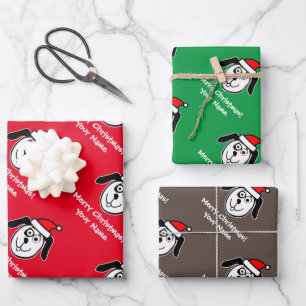 Funny Santa dog Weihnachtsverpackung Geschenkpapier Set