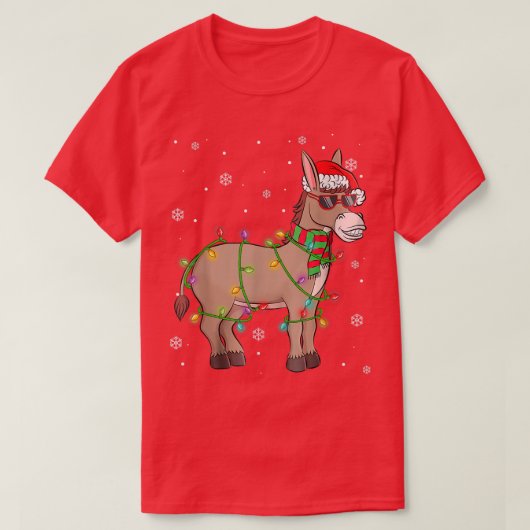 Funny Santa Donkey WeihnachtsLICHT Donkey Xmas Ho T-Shirt (Design vorne)