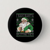 Funny Santa Drinking Beer Splitting G Christmas Ad Button (Vorderseite)