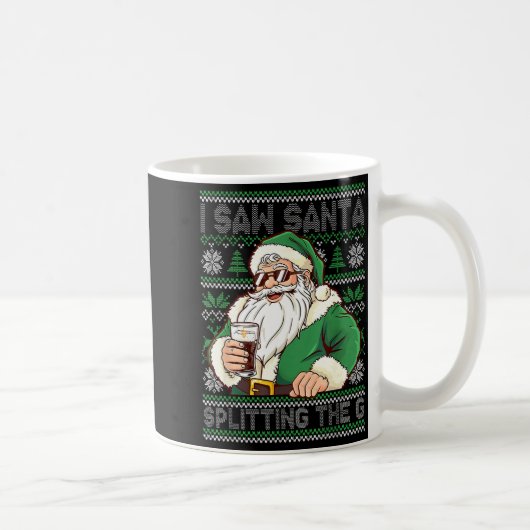 Funny Santa Drinking Beer Splitting G Christmas Ad Kaffeetasse (Rechts)