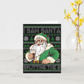 Funny Santa Drinking Beer Splitting G Christmas Ad Karte (Gelbe Blume)