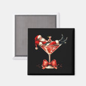 Funny Santa Drinking Martini Christmas Humor Men W Magnet (Vorderseite/Rückseite)