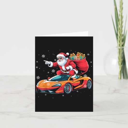 Funny Santa Driving Srt Car Xmas Pajama Christmas Karte (Vorderseite)