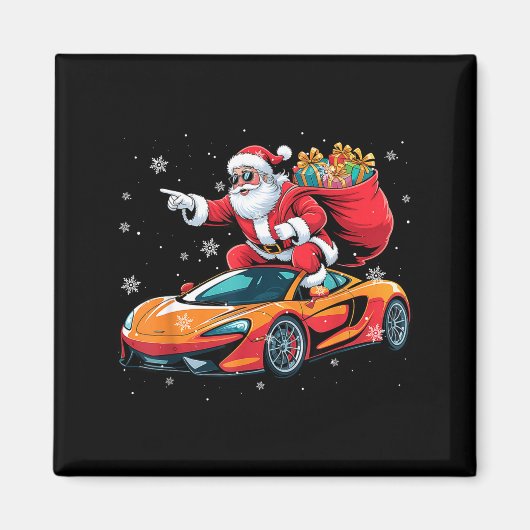Funny Santa Driving Srt Car Xmas Pajama Christmas Magnet (Vorne)