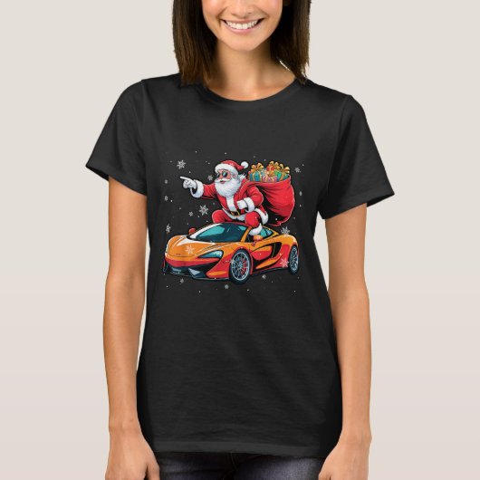 Funny Santa Driving Srt Car Xmas Pajama Christmas T-Shirt (Vorderseite)