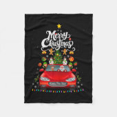 Funny Santa Driving Wagon Red Truck Christmas Tree Fleecedecke (Vorderseite)