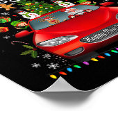 Funny Santa Driving Wagon Red Truck Christmas Tree Poster (Ecke)