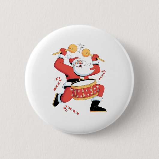 Funny Santa Drummer Ugly Weihnachten Weihnachten D Button (Vorderseite)