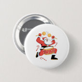 Funny Santa Drummer Ugly Weihnachten Weihnachten D Button (Vorne & Hinten)