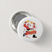 Funny Santa Drummer Ugly Weihnachten Weihnachten D Button (Vorne & Hinten)