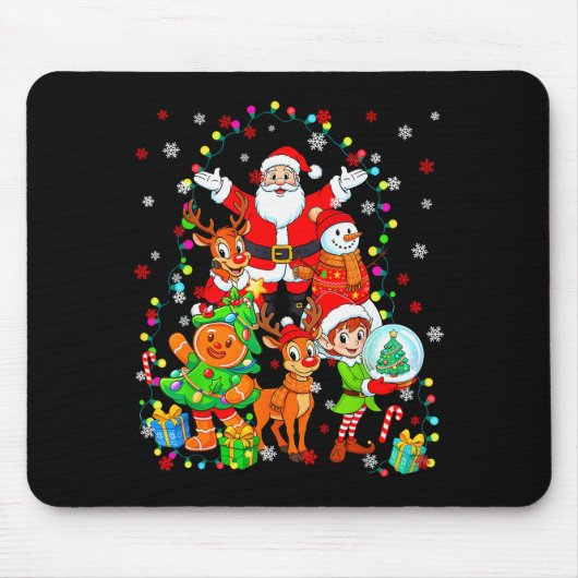 Funny Santa Elf Snowman Reindeer Gingerbread Chris Mousepad (Vorne)