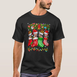 Funny Santa Elf Sphynx Katzen in Weihnachtssocken T-Shirt