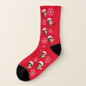 Funny Santa Face Foto & Snowflake Weihnachts-Spaß Socken (Links - Außen)