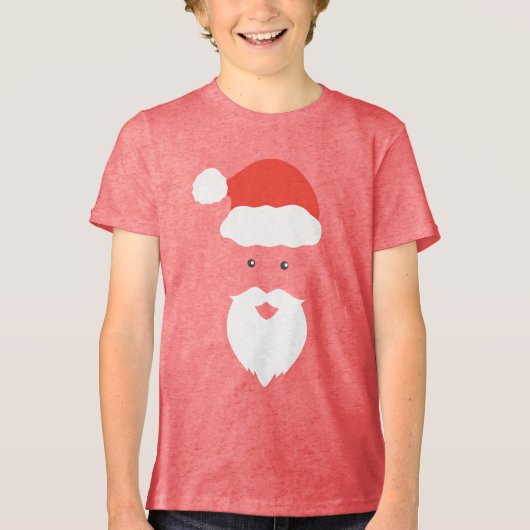 Funny Santa Face frohe Weihnachts Weihnachtsfamili Tri-Blend Shirt (Vorderseite)