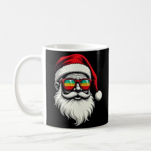 Funny Santa Face Retro Sunglasses Christmas Kaffeetasse (Links)