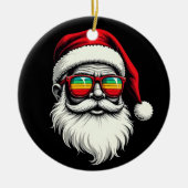 Funny Santa Face Retro Sunglasses Christmas  Keramik Ornament (Vorne)