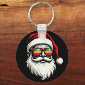 Funny Santa Face Retro Sunglasses Christmas Schlüsselanhänger (Vorderseite)