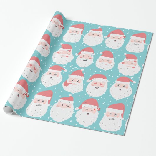 Funny Santa Faces Weihnachtsgeschenke Wrap Geschenkpapier (Ungerollt)