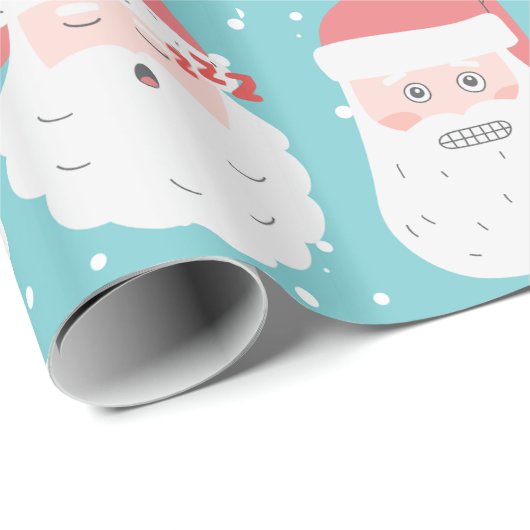 Funny Santa Faces Weihnachtsgeschenke Wrap Geschenkpapier (Rolleneckpunkt)