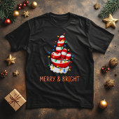 Funny Santa Finger in Christmas Lights T-Shirt