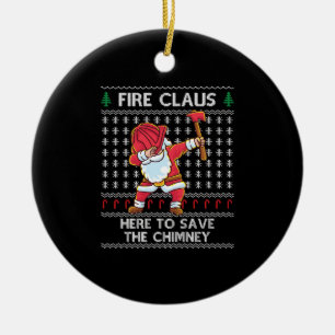 Funny Santa Firefighter Ugly Christmas Santa Claus Keramik Ornament