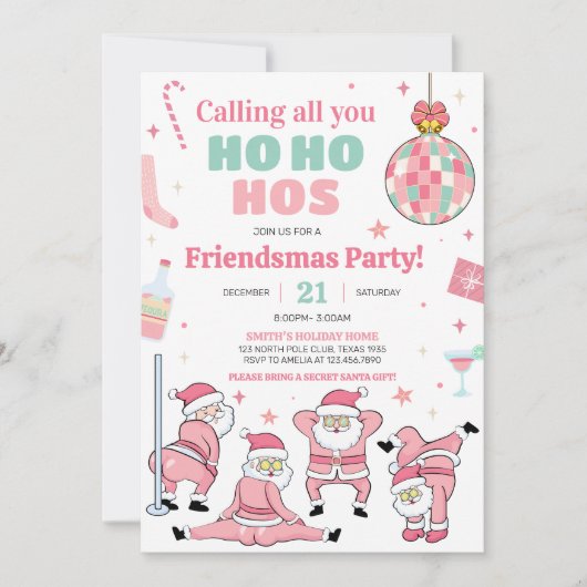 Funny Santa Friendsmas Weihnachts-Party Einladung (Vorderseite)