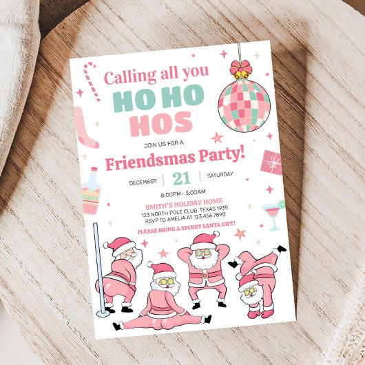 Funny Santa Friendsmas Weihnachts-Party Einladung
