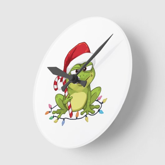 Funny Santa Frog Christmas Shirt - Cute Frog with Runde Wanduhr (Winkel)