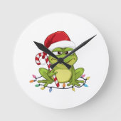 Funny Santa Frog Christmas Shirt - Cute Frog with Runde Wanduhr (Vorderseite)