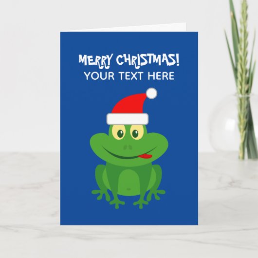 Funny Santa Frosch Cartoon Frohe Weihnachtsfeierta Karte (Vorderseite)